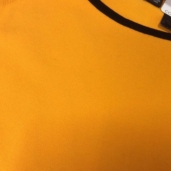 Don Caster Collection Womens Tank Top Sz M Mustard/Brown Color Block Black Trim - Picture 10 of 11